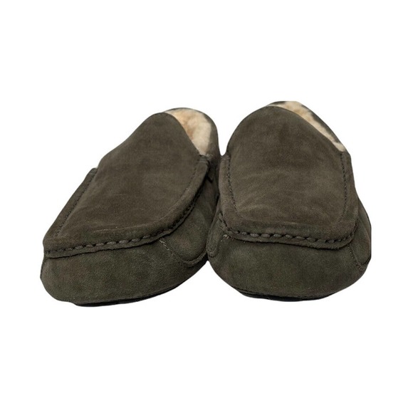 NEW Mens UGG Ascot GRAY Suede Sheepskin Loafer Slippers RUBBER SOLE Size 8 - Picture 8 of 11